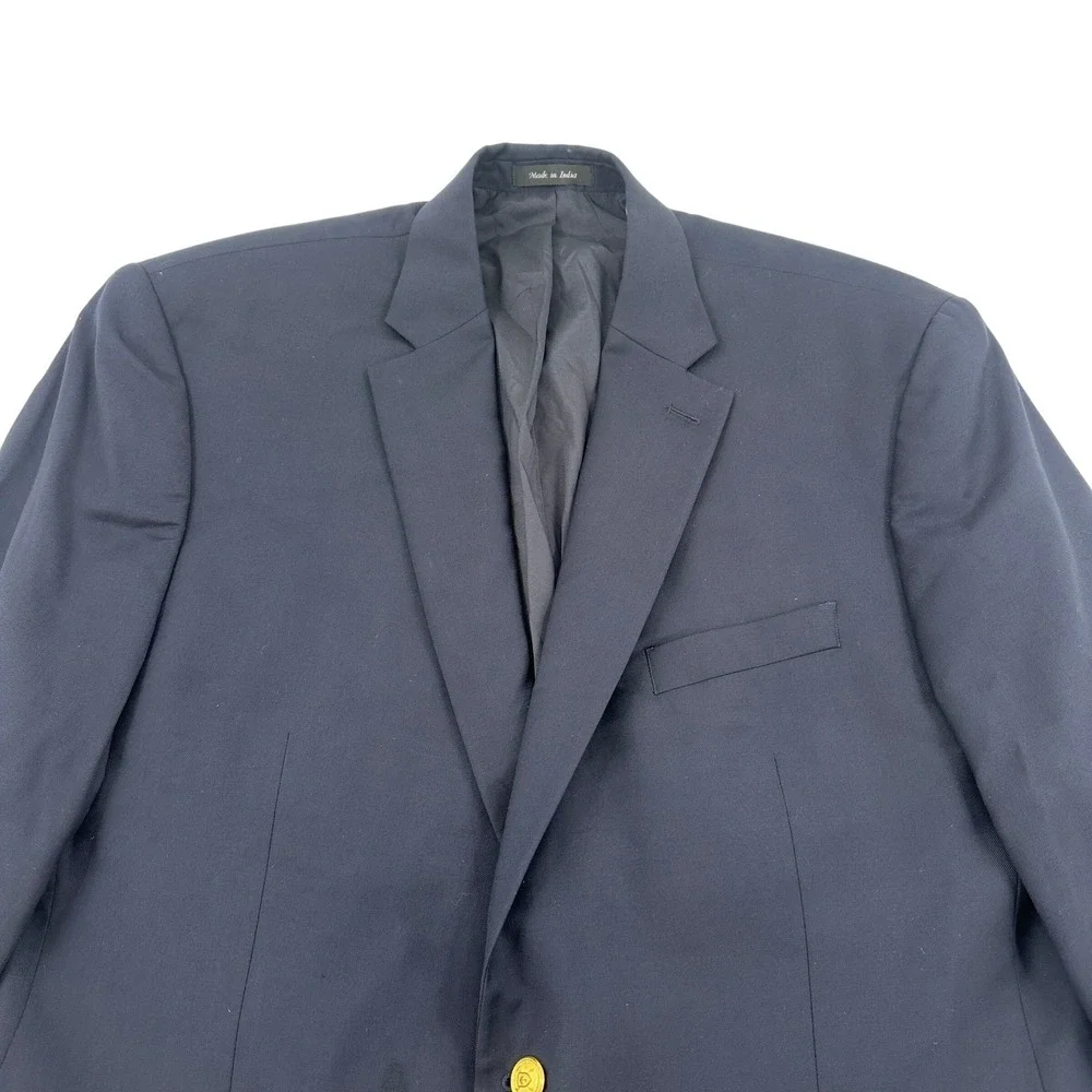 Lauren Ralph Lauren Mens Wool Blend Blazer Navy Blue Sport Coat Gold Buttons